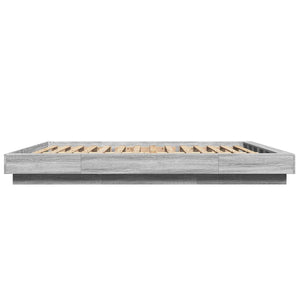 Πλαίσιο Κρεβατιού με LED Γκρι Sonoma 150x200εκ. Επεξ. Ξύλο