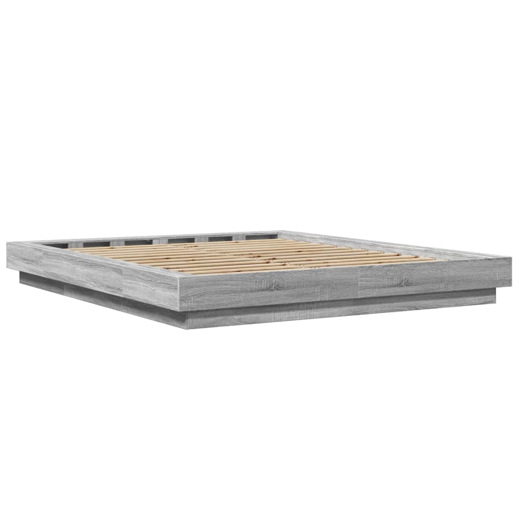 Πλαίσιο Κρεβατιού με LED Γκρι Sonoma 150x200εκ. Επεξ. Ξύλο