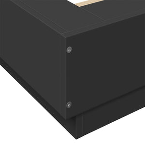 Πλαίσιο Κρεβατιού με Φώτα LED Μαύρο 140x200 εκ. Επεξ. Ξύλο