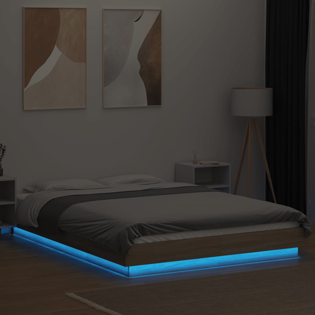 Πλαίσιο Κρεβατιού με Φώτα LED Sonoma Δρυς 120x200εκ. Επεξ. Ξύλο