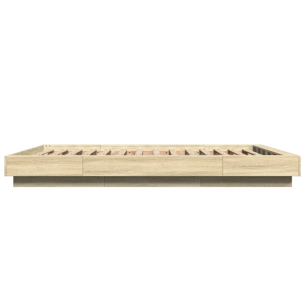 Πλαίσιο Κρεβατιού με Φώτα LED Sonoma Δρυς 120x200εκ. Επεξ. Ξύλο