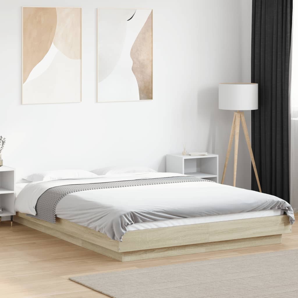 Πλαίσιο Κρεβατιού με Φώτα LED Sonoma Δρυς 120x200εκ. Επεξ. Ξύλο