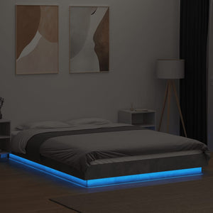 Πλαίσιο Κρεβατιού με Φώτα LED Γκρι Σκυρ. 120x200 εκ. Επεξ. Ξύλο