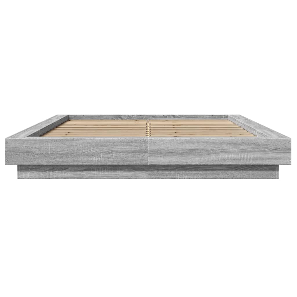 Πλαίσιο Κρεβατιού με Φώτα LED Γκρι sonoma 120x200εκ. Επεξ. Ξύλο