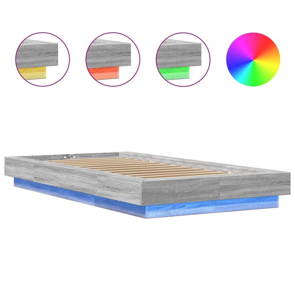 Πλαίσιο Κρεβατιού με LED Γκρι Sonoma 100x200 εκ. Επεξεργ. Ξύλο