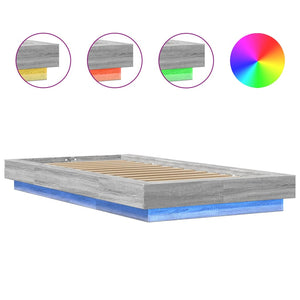 Πλαίσιο Κρεβατιού με LED Γκρι Sonoma 100x200 εκ. Επεξεργ. Ξύλο