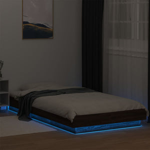 Πλαίσιο Κρεβατιού με LED Καφέ Δρυς 100x200 εκ. Επεξεργ. Ξύλο