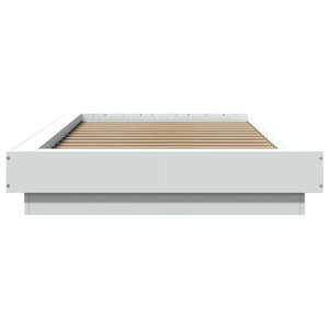 Πλαίσιο Κρεβατιού με LED Λευκό 90 x 200 εκ. Επεξεργ. Ξύλο