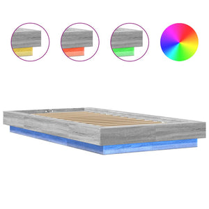 Πλαίσιο Κρεβατιού με LED Γκρι Sonoma 90x200 εκ. Επεξεργ. Ξύλο