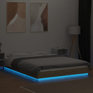 Πλαίσιο Κρεβατιού με Φώτα LED Sonoma Δρυς 140x190εκ. Επεξ. Ξύλο