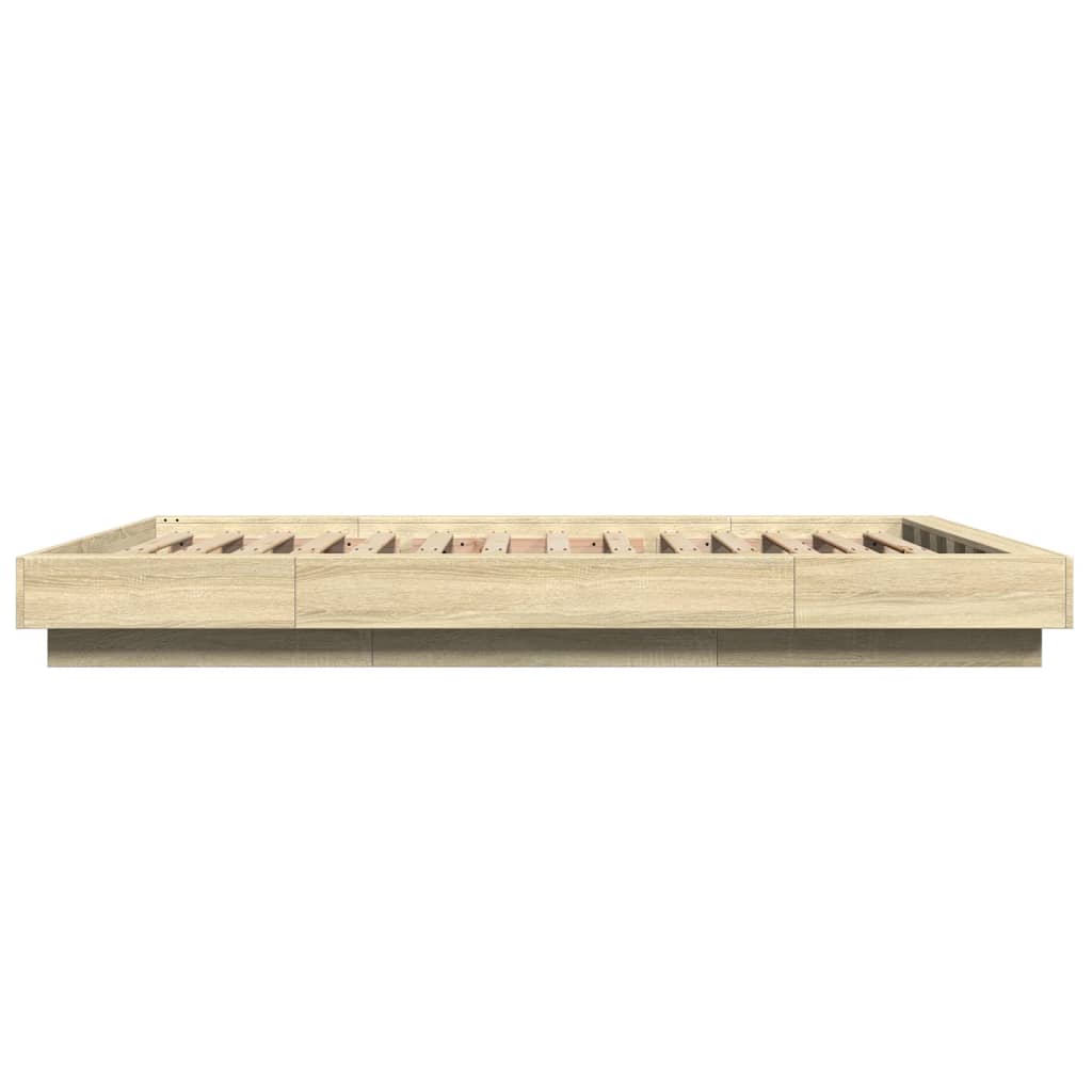Πλαίσιο Κρεβατιού με Φώτα LED Sonoma Δρυς 140x190εκ. Επεξ. Ξύλο