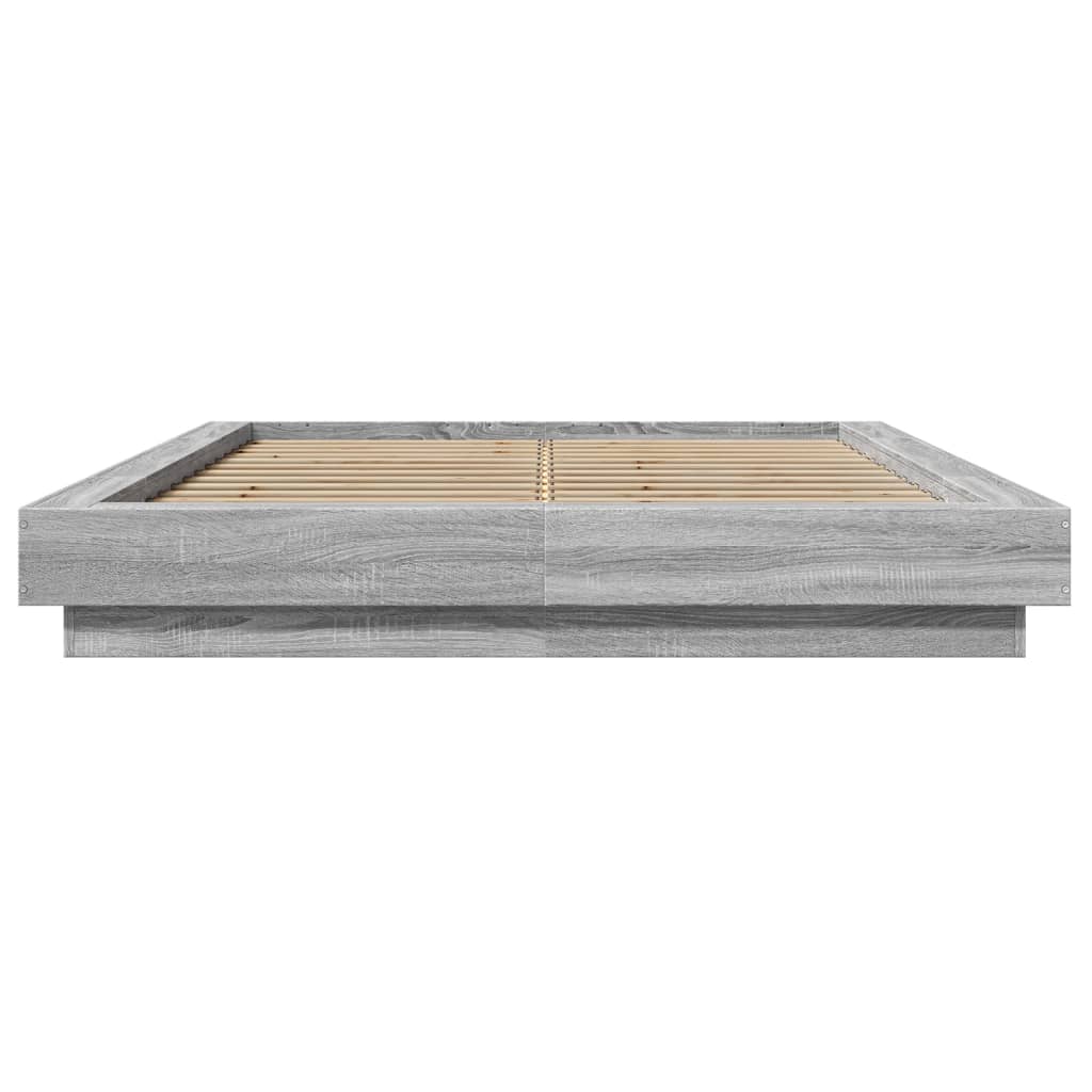Πλαίσιο Κρεβατιού με LED Γκρι Sonoma 135x190εκ. Επεξ. Ξύλο