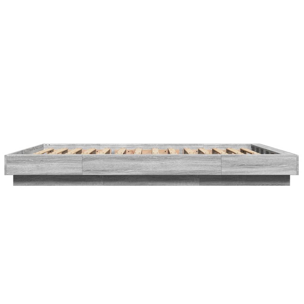 Πλαίσιο Κρεβατιού με LED Γκρι Sonoma 135x190εκ. Επεξ. Ξύλο