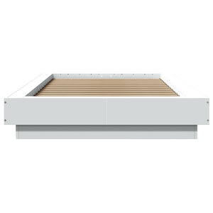 Πλαίσιο Κρεβατιού με LED Λευκό 90 x 190 εκ. από Επεξ. Ξύλο