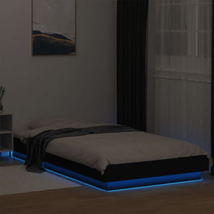 Πλαίσιο Κρεβατιού με LED Μαύρο 90x190 εκ. Επεξ. Ξύλο