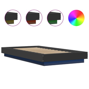 Πλαίσιο Κρεβατιού με LED Μαύρο 90x190 εκ. Επεξ. Ξύλο