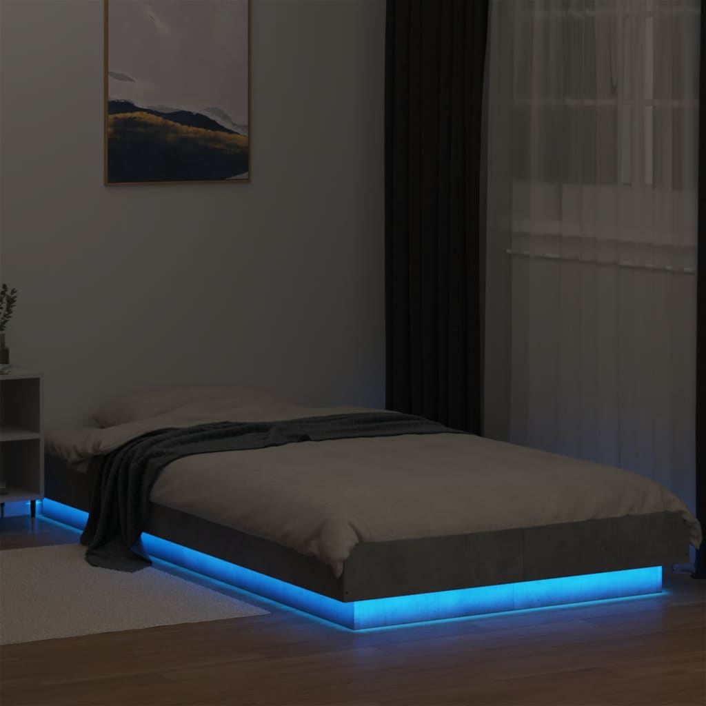 Πλαίσιο Κρεβατιού με LED Γκρι Σκυρ. 90 x 190 εκ. Επεξεργ. Ξύλο