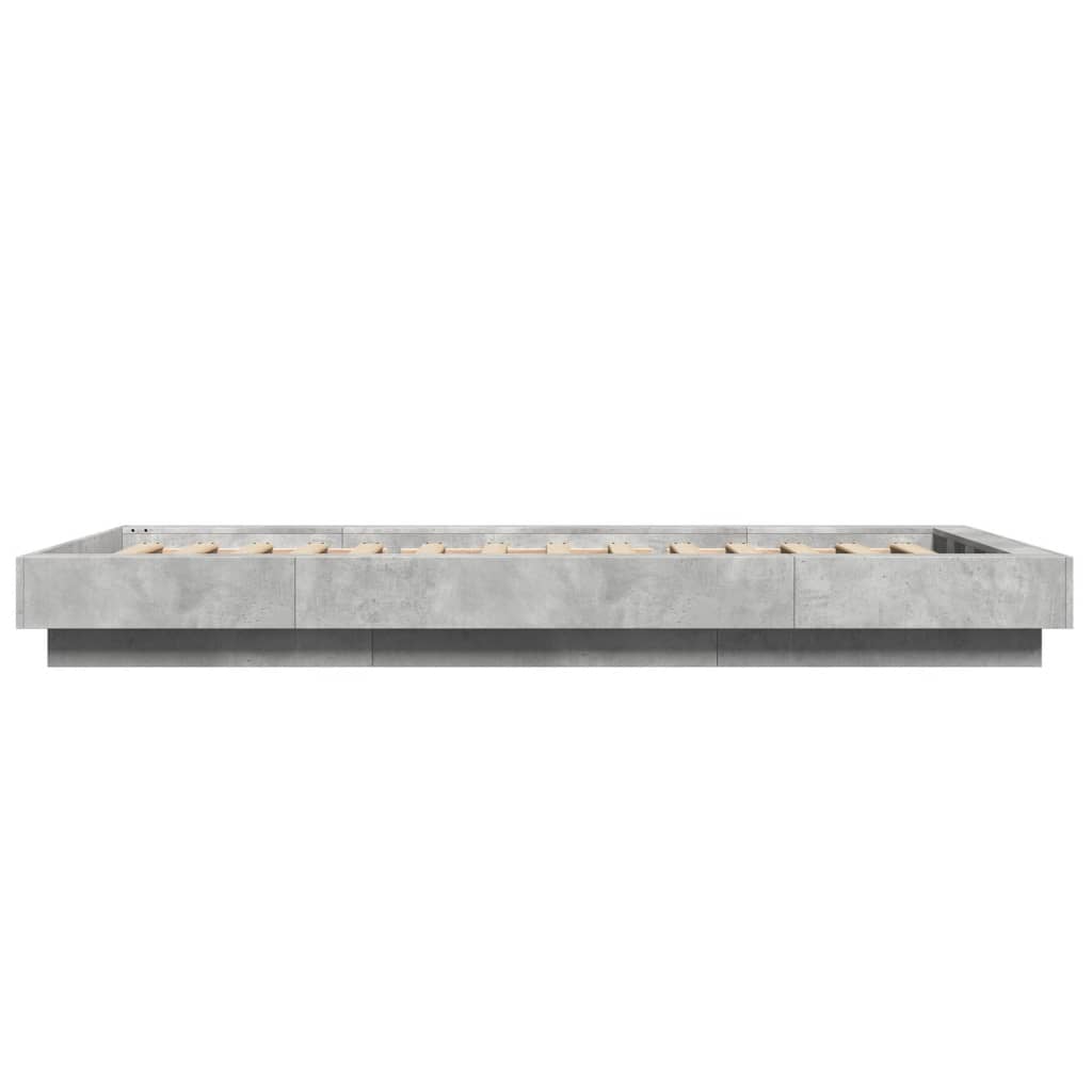 Πλαίσιο Κρεβατιού με LED Γκρι Σκυρ. 75x190 εκ. Επεξεργ. Ξύλο
