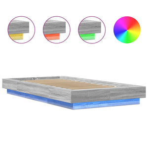 Πλαίσιο Κρεβατιού με LED Γκρι Sonoma 75x190 εκ. Επεξεργ. Ξύλο