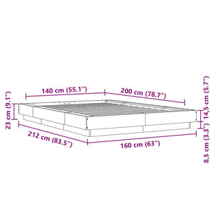 Πλαίσιο Κρεβατιού Γκρι Σκυροδέματος 140x200 εκ. Επεξεργ. Ξύλο