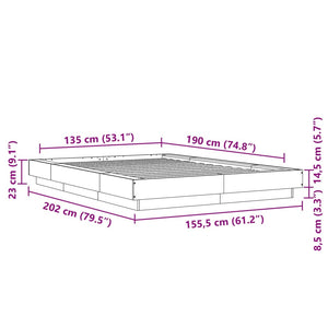 Πλαίσιο Κρεβατιού Γκρι Sonoma 135x190 εκ. Επεξεργασμένο Ξύλο