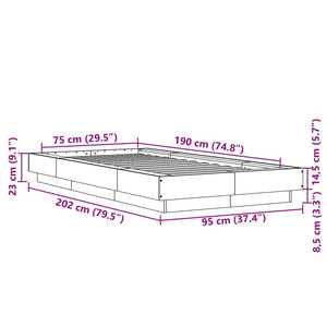 Πλαίσιο Κρεβατιού Γκρι Sonoma 75x190 εκ. Επεξεργασμένο Ξύλο