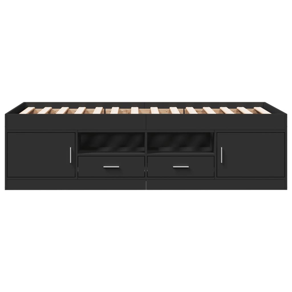 Καναπές Κρεβάτι με Συρτάρια Χωρίς Στρώμα Μαύρο 100x200 εκ.