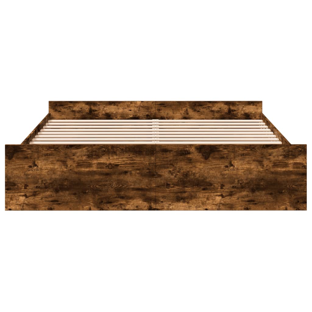 Πλαίσιο Κρεβατιού με συρτάρια Καπνιστή δρυς180x200εκ.Επεξ. Ξύλο - Pakobazaar