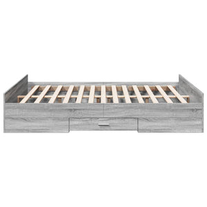Πλαίσιο Κρεβατιού με Συρτάρια Γκρι Sonoma 150x200εκ. Επεξ. Ξύλο
