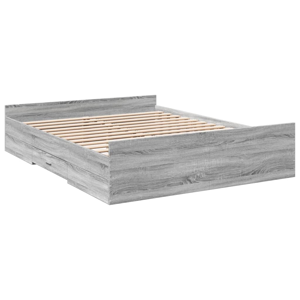 Πλαίσιο Κρεβατιού με συρτάρια Γκρι sonoma 140x200εκ. Επεξ. Ξύλο