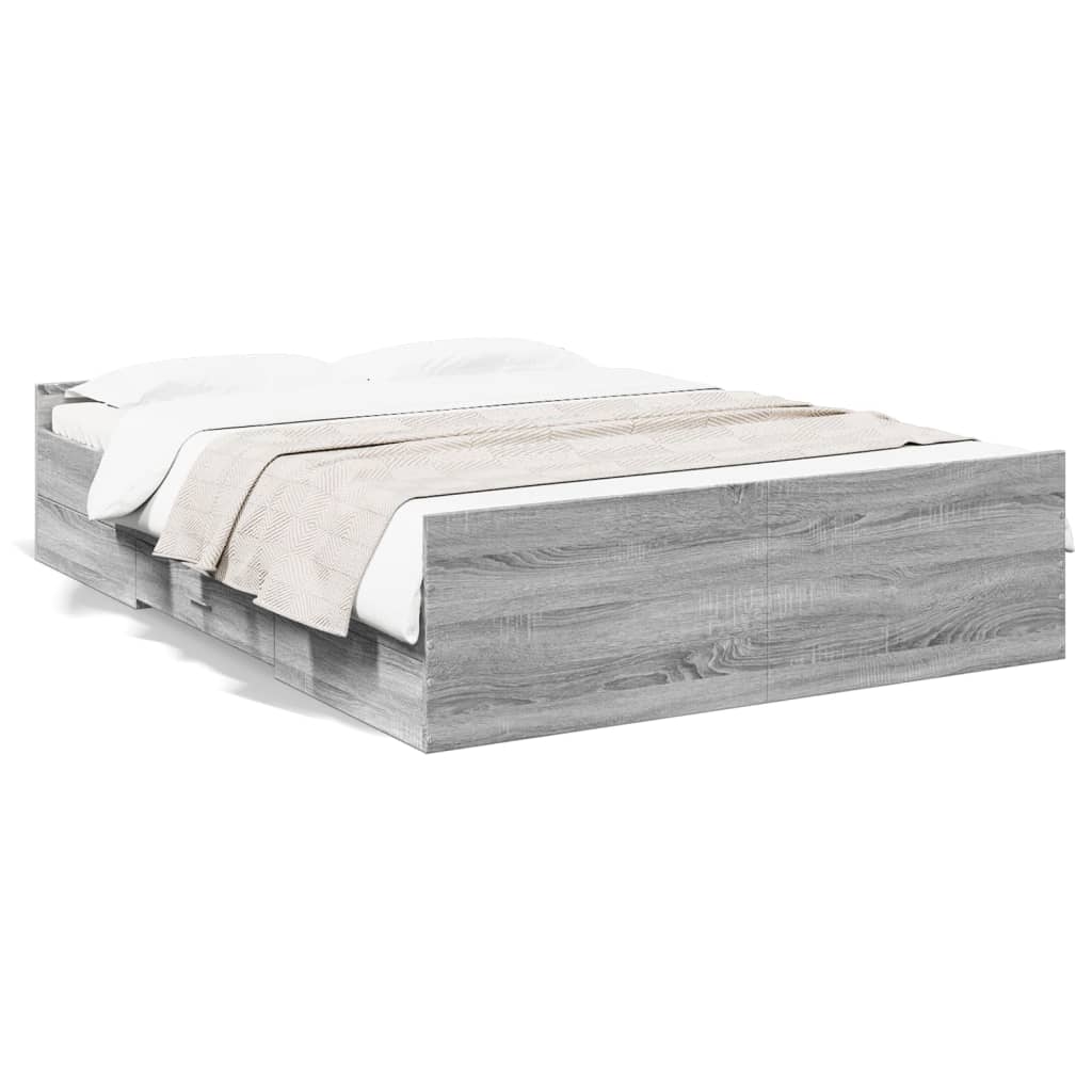 Πλαίσιο Κρεβατιού με συρτάρια Γκρι sonoma 120x200εκ. Επεξ. Ξύλο