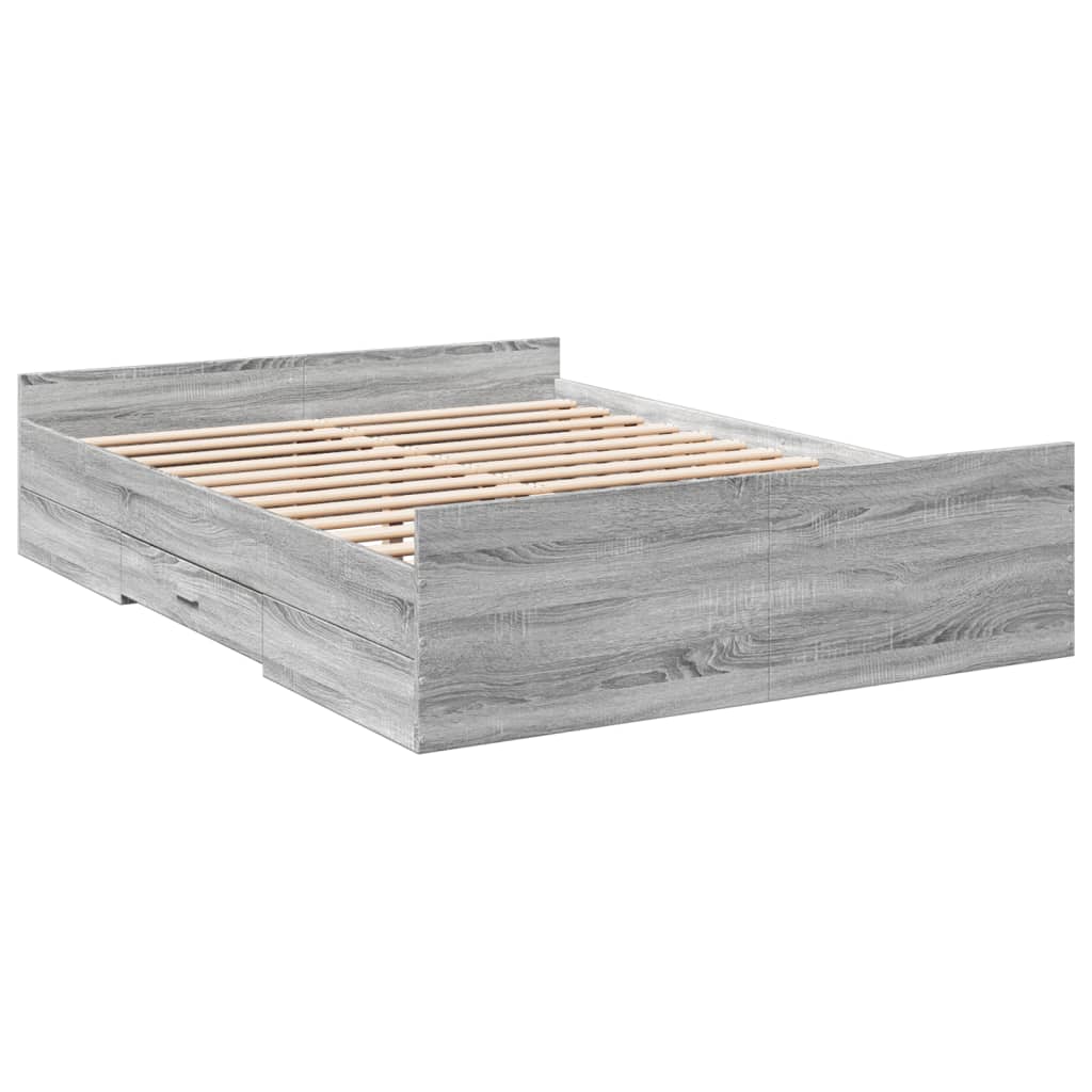 Πλαίσιο Κρεβατιού με συρτάρια Γκρι sonoma 120x200εκ. Επεξ. Ξύλο