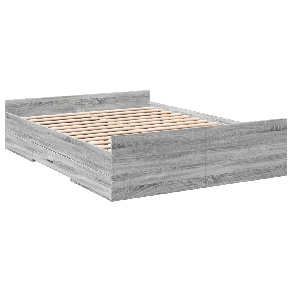 Πλαίσιο Κρεβατιού με συρτάρια Γκρι sonoma 120x200εκ. Επεξ. Ξύλο