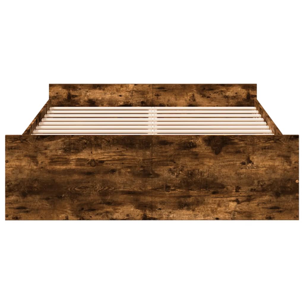 Πλαίσιο Κρεβατιού με συρτάρια Καπνιστή δρυς140x190εκ.Επεξ. Ξύλο