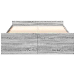 Πλαίσιο Κρεβατιού με συρτάρια Γκρι sonoma 135x190εκ. Επεξ. Ξύλο