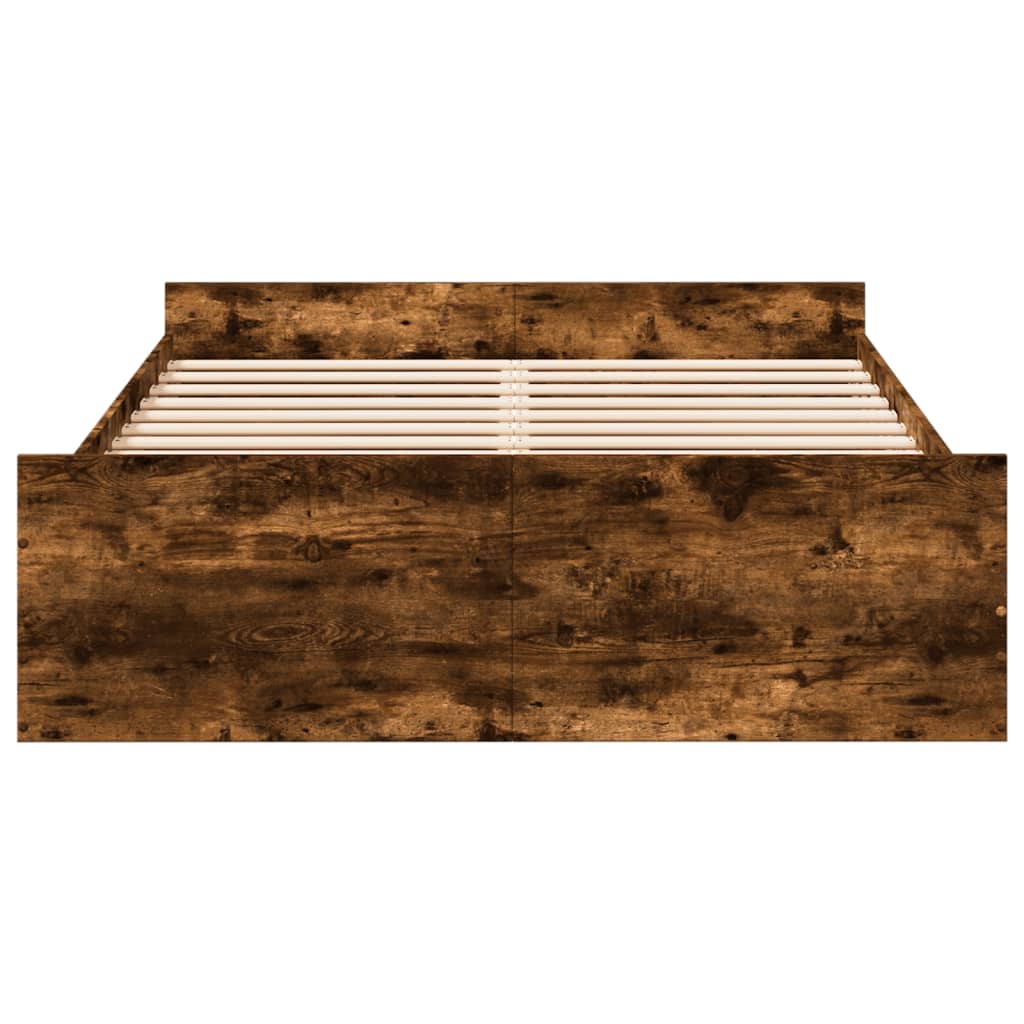 Πλαίσιο Κρεβατιού με συρτάρια Καπνιστή δρυς120x190εκ.Επεξ. Ξύλο