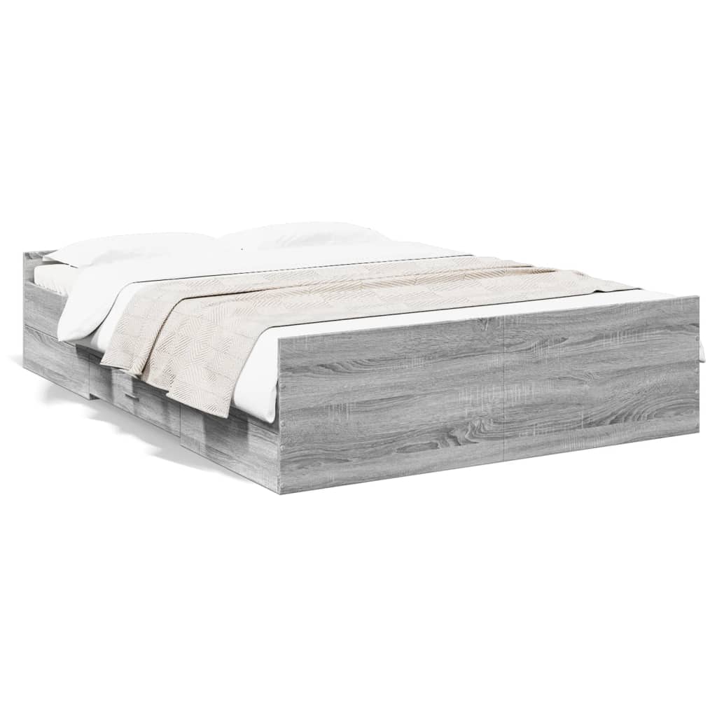 Πλαίσιο Κρεβατιού με συρτάρια Γκρι sonoma 120x190εκ. Επεξ. Ξύλο
