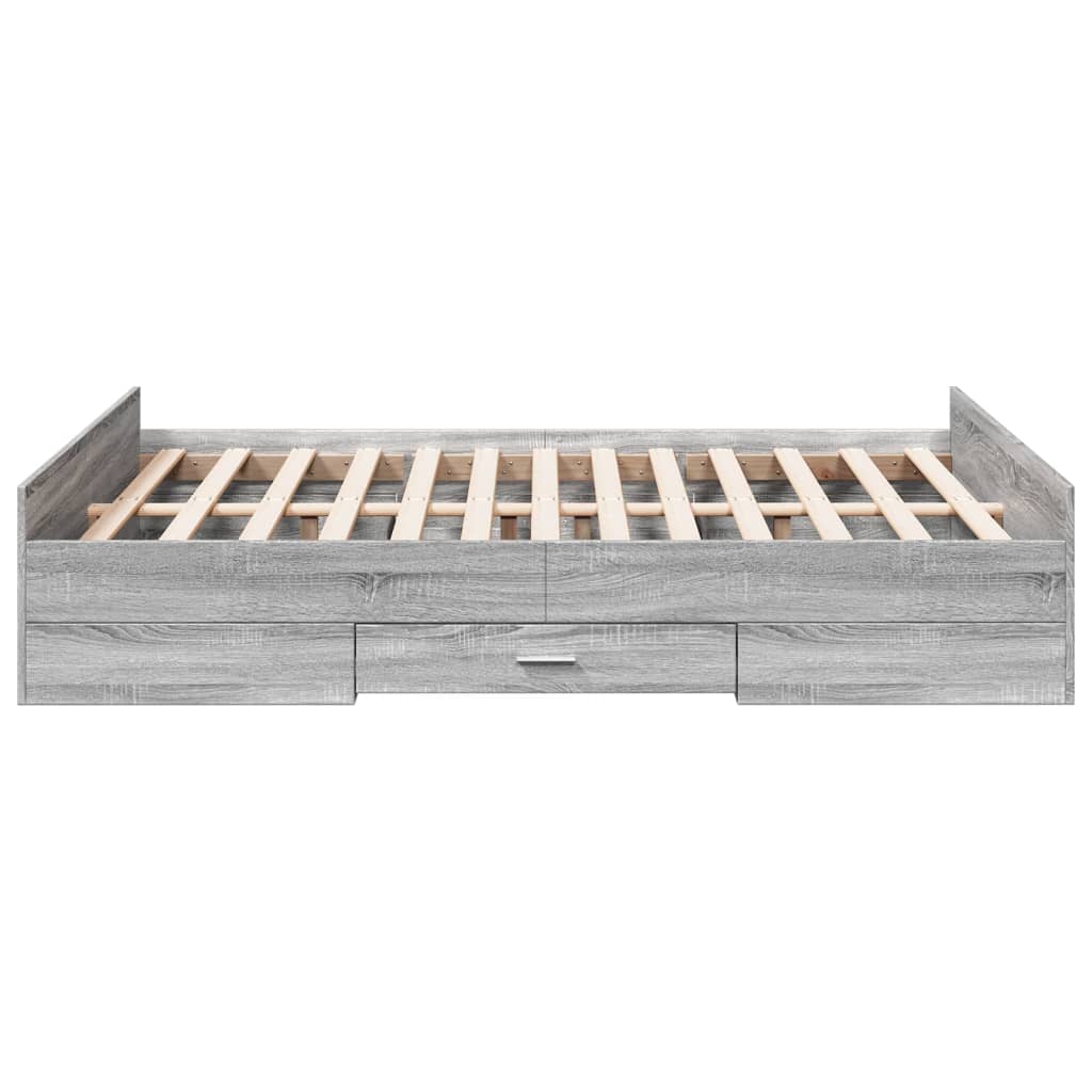 Πλαίσιο Κρεβατιού με συρτάρια Γκρι sonoma 120x190εκ. Επεξ. Ξύλο
