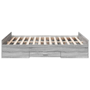 Πλαίσιο Κρεβατιού με συρτάρια Γκρι sonoma 120x190εκ. Επεξ. Ξύλο