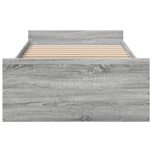 Πλαίσιο Κρεβατιού με Συρτάρια Γκρι Sonoma 75x190 εκ. Επεξ. Ξύλο