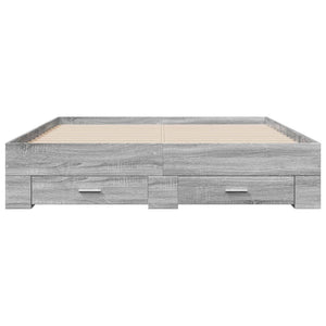 Πλαίσιο Κρεβατιού με συρτάρια Γκρι sonoma 160x200εκ. Επεξ. Ξύλο