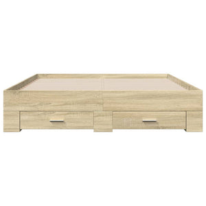 Πλαίσιο Κρεβατιού με Συρτάρια Sonoma Δρυς 150x200εκ. Επεξ. Ξύλο