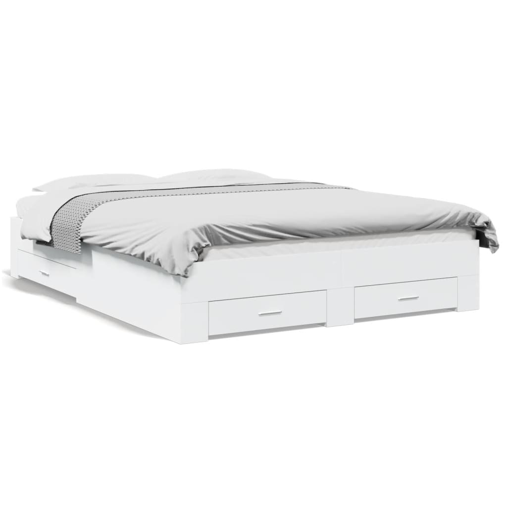 Πλαίσιο Κρεβατιού με Συρτάρια Χωρίς Στρώμα Λευκό 140x200 εκ. - Pakobazaar