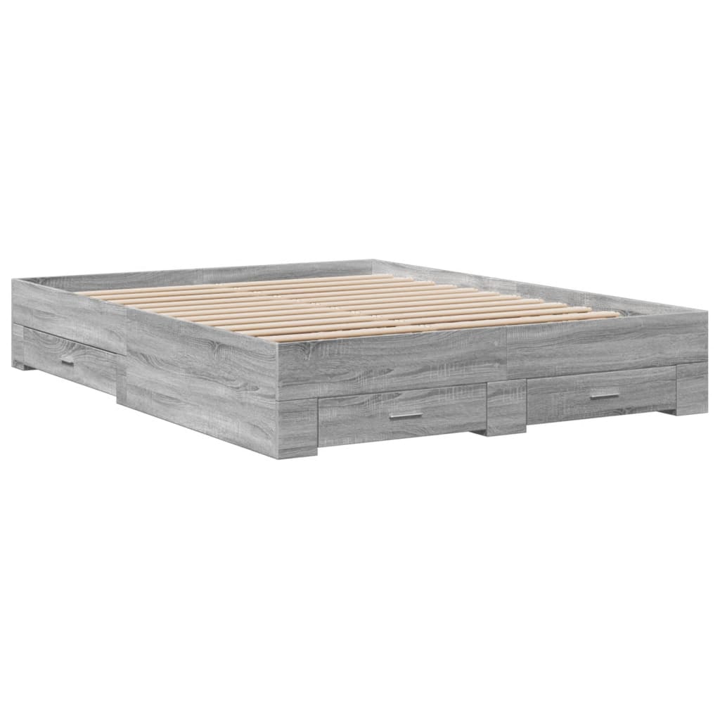 Πλαίσιο Κρεβατιού με συρτάρια Γκρι sonoma 140x200εκ. Επεξ. Ξύλο