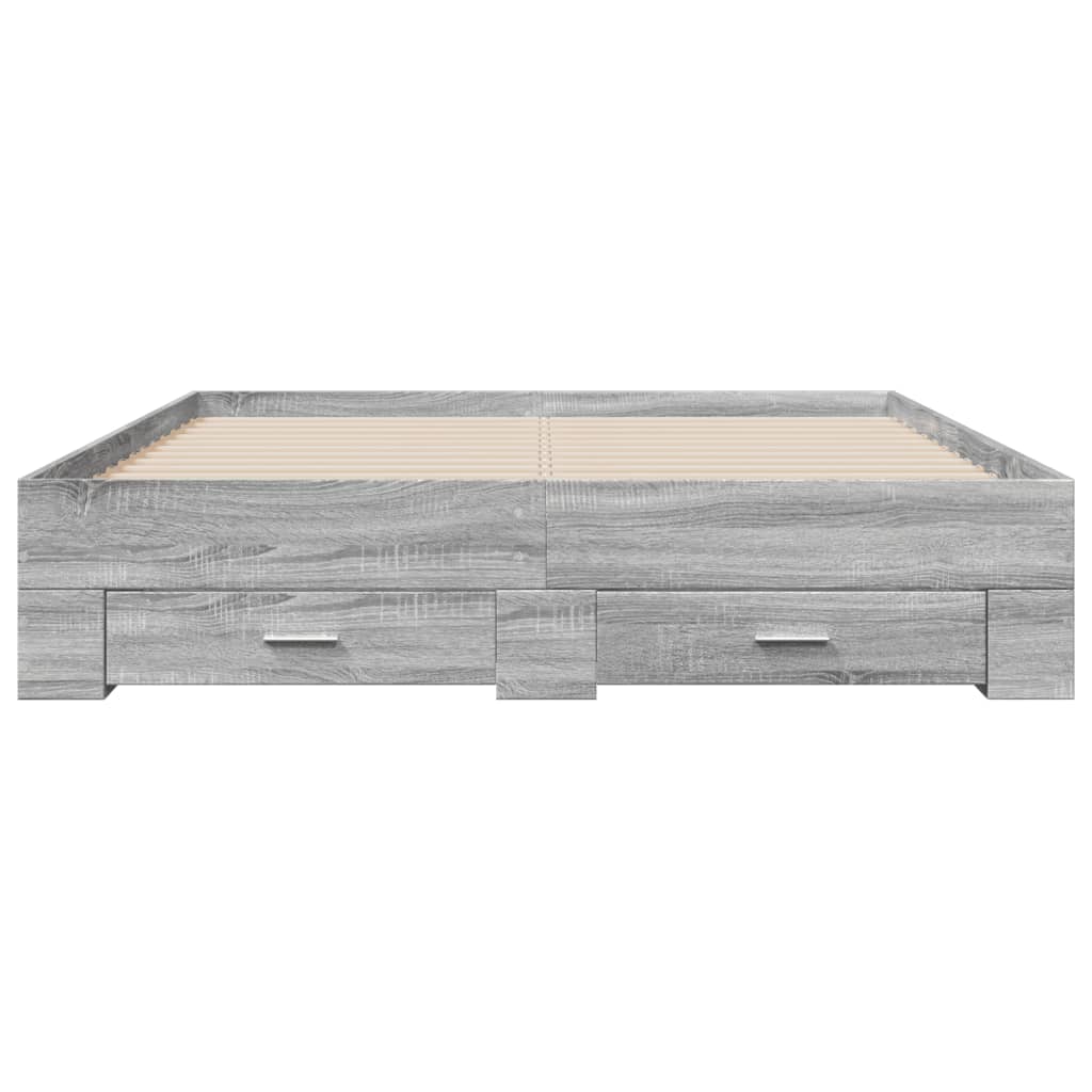 Πλαίσιο Κρεβατιού με συρτάρια Γκρι sonoma 140x200εκ. Επεξ. Ξύλο