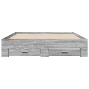Πλαίσιο Κρεβατιού με συρτάρια Γκρι sonoma 140x200εκ. Επεξ. Ξύλο