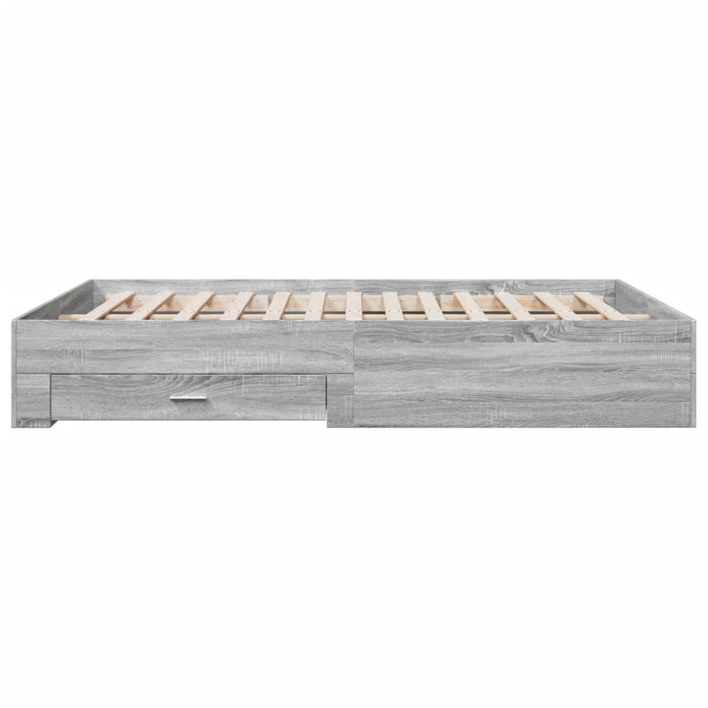 Πλαίσιο Κρεβατιού με συρτάρια Γκρι sonoma 140x200εκ. Επεξ. Ξύλο