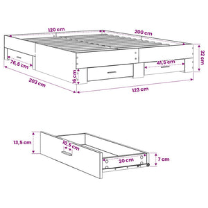 Πλαίσιο Κρεβατιού με συρτάρια Sonoma Δρυς 120x200εκ. Επεξ. Ξύλο - Pakobazaar