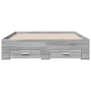 Πλαίσιο Κρεβατιού με συρτάρια Γκρι sonoma 140x190εκ. Επεξ. Ξύλο