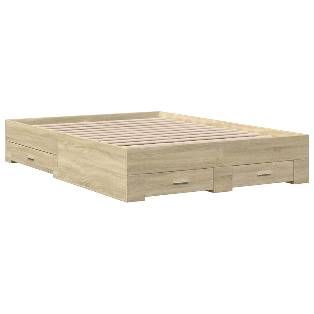 Πλαίσιο Κρεβατιού με συρτάρια Sonoma Δρυς 135x190εκ. Επεξ. Ξύλο
